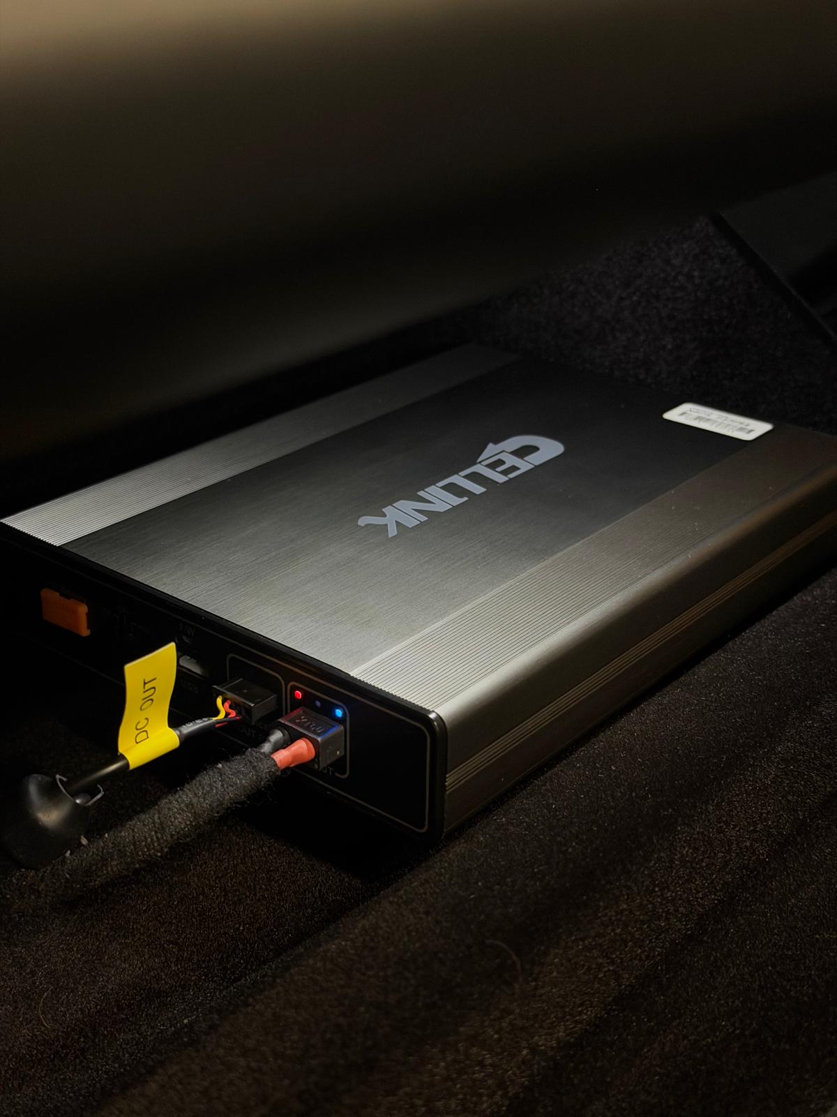 Cellink battery pack fitted out of sight behind a car's boot trim